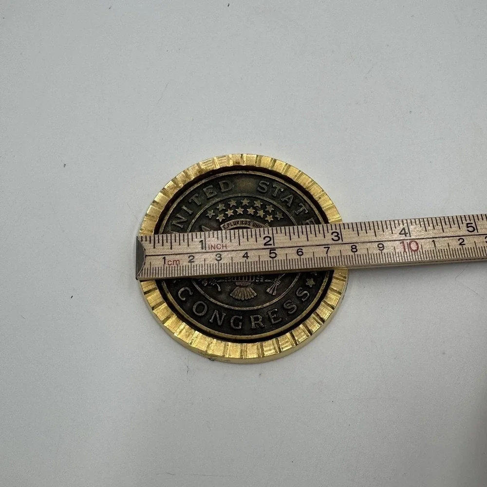 Rare United States Congress Drinking Coaster Heavy Brass Eagle Emblem